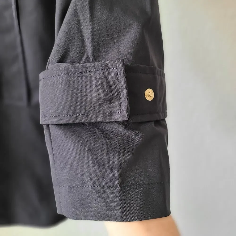 Via Spiga Black Single Breasted Mid-Length Trench Coat Size Medium Pockets Lined